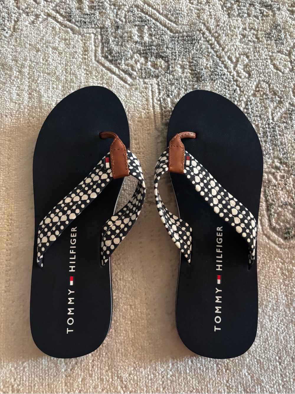 Tommy Hilfiger Navy Polka Dot Strap Flip Flop Sandals